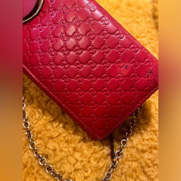 Gucci Guccissima Red Heart Continental Long Wallet w/ Chain - Picture 14 of 16